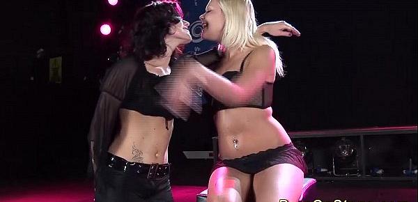  lesbian dildo show on public stage